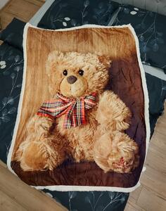 Hnědá luxusní deka s motivem medvídka 130 x 160 cm