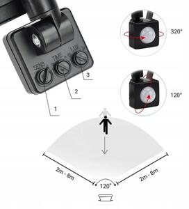 LED Venkovní reflektor se senzorem LED/20W/230V 4000K IP65 černá