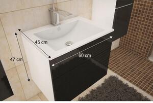 Koupelnová skříňka pod umyvadlo Maeve (bílá + černý extra vysoký lesk). 808191