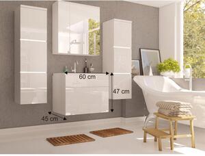 Koupelnová skříňka pod umyvadlo Maeve (bílá + bílá extra vysoký lesk). 808190