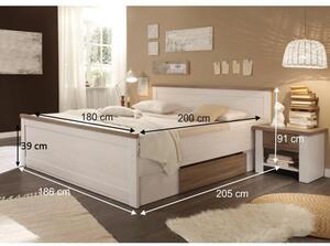 Manželská postel 180 cm Dawa (ul. Prostor + 2ks stolek) (bílá + dub sonoma). 808163