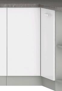 Dolní rohová kuchyňská skříňka Bianka 90DN, bílý lesk