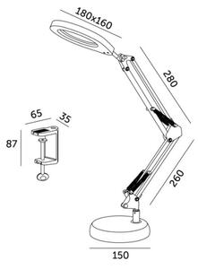 LED Stm. stolní lampa s lupou 2v1 AURIQ LOUPE LED/10W/5V 3000/4000/6500K černá