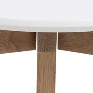 Scandi Bílý set konferenčních stolků Alvin s dubovou podnoží 50/35/30 cm