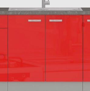 Kuchyňská dřezová skříňka Rose 80ZL, 80 cm, červený lesk