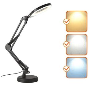LED Stm. stolní lampa s lupou 2v1 AURIQ LOUPE LED/10W/5V 3000/4000/6500K černá