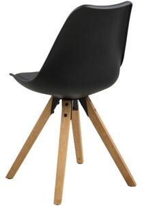 Scandi Černá plastová jídelní židle Damian s přírodní podnoží