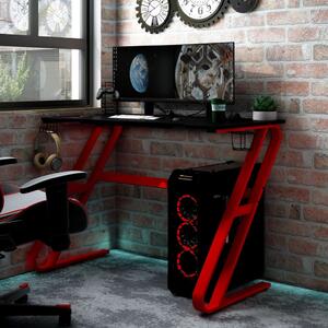 Herní stůl s nohami ve tvaru ZZ černý a červený 110x60x75 cm