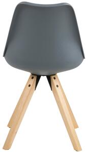 Scandi Šedá plastová jídelní židle Damian s přírodní podnoží