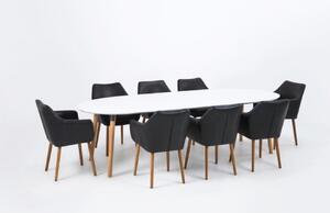 Scandi Černá koženková jídelní židle Marte s područkami
