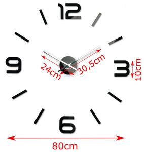 Designové nalepovací hodiny 80 cm Bílá
