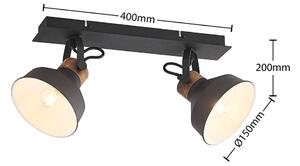Lindby - Nefeli 2 Stropní Lampa Black/Wood - Lampemesteren