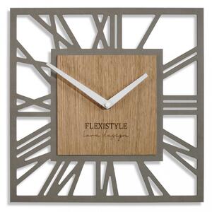 Nástěnné hodiny ve tvaru čtverce v šedé barvě