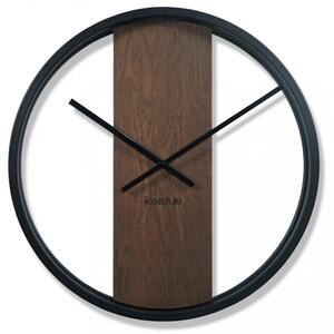 Dřevěné hnědé nástěnné hodiny o průměru 50cm