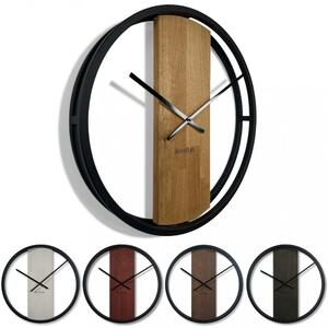 Černobílé nástěnné hodiny dřevo a kov