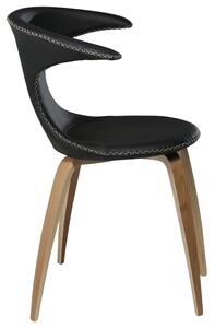 ​​​​​Dan-Form Černá kožená jídelní židle DAN-FORM Flair s dubovou podnoží
