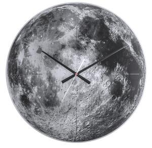 Present time Skleněné nástěnné hodiny Luna s motivem Měsíce