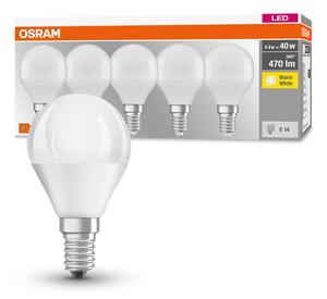 5 ks matná LED žárovka E14 4,9 W BASE CLASSIC teplá bílá