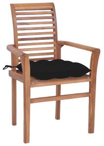 Jídelní židle 8 ks černé podušky masivní teak