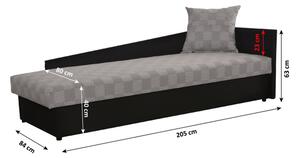 Jednolůžková postel (válenda) 80 cm Jeannine (šedá + černá) (s úl. prostorem) (P). 808548