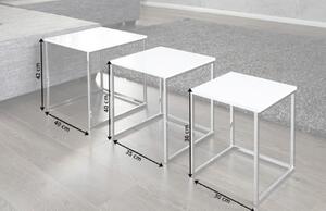 Moebel Living Set tří bílých konferenčních stolků Glam 40x40 cm
