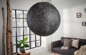Moebel Living Černé závěsné kulaté světlo Moon 60 cm