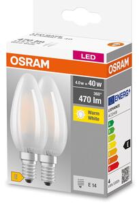 2 ks LED žárovka ve tvaru svíčky 4W E14 BASE teplá bílá