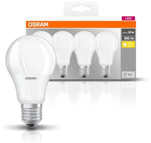4 ks matná LED žárovka E27 8,5 W BASE CLASSIC teplá bílá