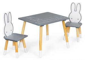 Dětský stolek se dvěma židlemi s motivem veselý zajíček