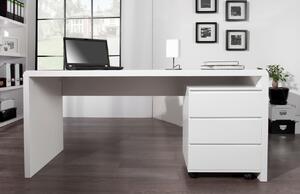 Moebel Living Bílý lesklý dřevěný pracovní stůl Bersh 160 x 60 cm