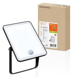Černý venkovní LED reflektor ESSENTIAL 20 W se senzorem, denní světlo