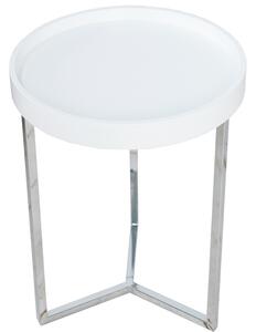 Moebel Living Bílý kulatý odkládací stolek Cotis 40 cm