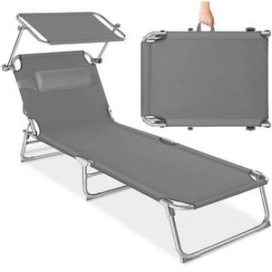 Tectake Lehátko 4 polohové s polštářem - šedá
