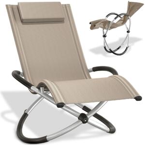Tectake Lehátko Paulina – ergonomické a skládací s nosností 150 kg - béžová