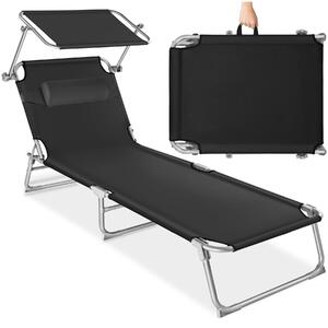 Tectake Lehátko 4 polohové s polštářem - černá