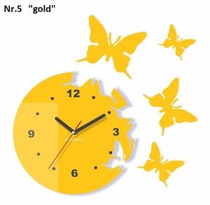 Dekorační nástěnné hodiny létající motýly Nachová