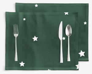 Goldea vánoční prostírání na stůl 100% bavlněné plátno - hvězdičky na tmavě zelené - sada 2ks 30 x 40 cm