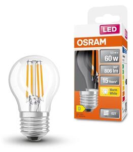 Mini průhledná LED žárovka E27 5,5 W CLASSIC P, teplá bílá