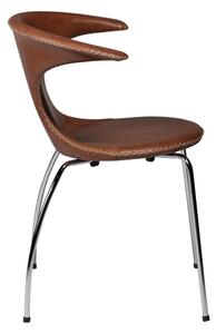 ​​​​​Dan-Form Hnědá kožená jídelní židle DAN-FORM Flair s chromovanou podnoží