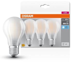 3 ks matná LED žárovka E27 6,5 W CLASSIC A, studená bílá
