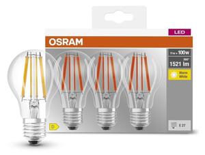 3 ks průhledná LED žárovka E27 11 W CLASSIC A, teplá bílá
