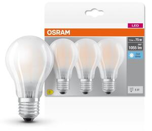 3 ks matná LED žárovka E27 7,5 W CLASSIC A, studená bílá