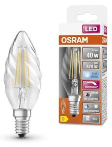 Vroubkovaná průhledná LED žárovka E14 3,4 W SUPERSTAR, studená bílá