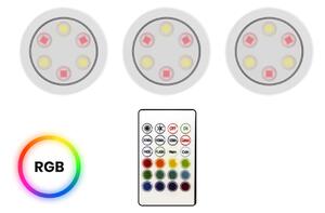 LED svítidlo Jojo, 1x LED 0,6w 3000-6000k, w, RGB, ovladač, sada 3ks