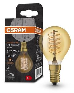 Zlatá stmívatelná LED žárovka E14 3,4 W VINTAGE, teplá bílá
