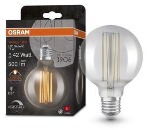 Kouřová LED stmívatelná žárovka E27 11 W VINTAGE GLOBE, teplá bílá