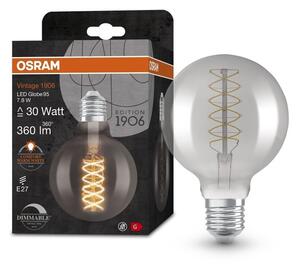 Kouřová stmívatelná LED žárovka E27 7,8 W VINTAGE GLOBE, teplá bílá