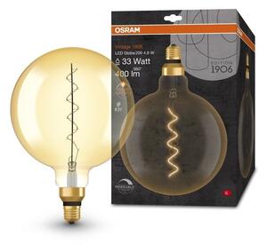 Zlatá vintage stmívatelná LED žárovka E27 4,8 W GLOBE, teplá bílá