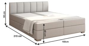 Manželská postel Boxspring 160 cm Rhoni (světle šedá) (s roštem, matrací a úl. prostorem). 809434