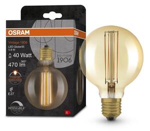 Zlatá vintage LED žárovka E27 5,8 W GLOBE, teplá bílá